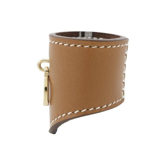 HERMES ScarfRing Porte Bonheur Lambskin/Silk100% Maron Halzan - Picture 2 of 7